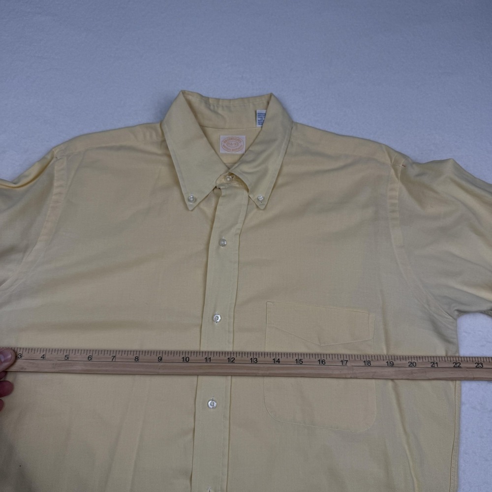 Vintage Brooks Brothers Brooksgate Shirt Mens 15.5 33 Yellow Cotton Long Sleeve - Picture 6 of 8